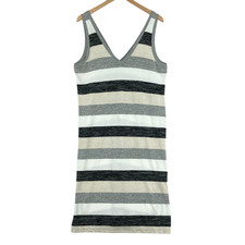 Gap Women Striped V-Neck Sleeveless Pullover Slit Tank Dress Large Summer