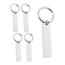 5 Pcs Stainless Steel Tag Keychain Blank Keychains for Engraving