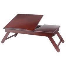 Winsome Alden Solid Wood Lap Desk Flip Top w/ Drawer and Foldable Legs in Walnut