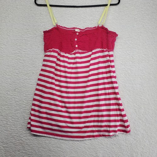 Top Vintage Max Studio - Coupe Babydoll Bordeaux Et Beige Rayé, Manches Courtes En Modal Stretch, Taille S Années 90/Y2K