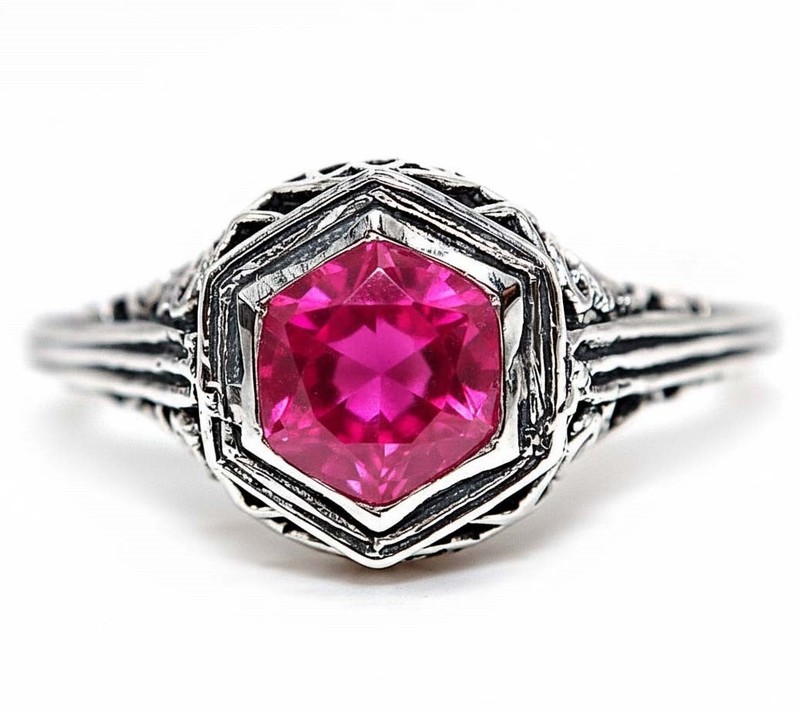 Heat Treated Rubellite Tourmaline 925 Sterling Silver Ring Sz 7 PC9-4