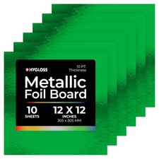 Hygloss Products Metallic Foil Board Sheets - 12 x 12 Inches - Green, 10 Pack