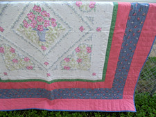 Vintage Handmade Embroidered Floral Flower Ba...