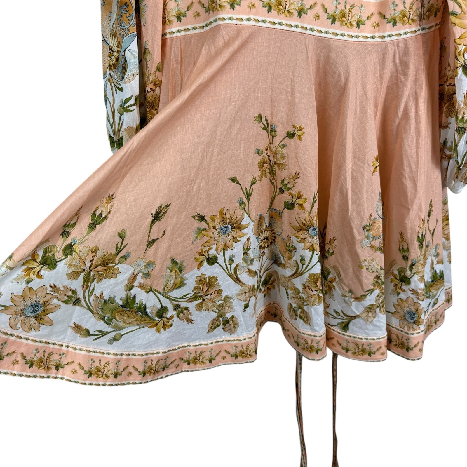 Zimmermann Chintz Daisy Floral Wrap Mini Dress Summer Whimsical Boho Pink Size 2 image 5