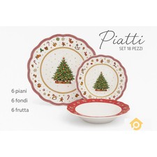 Servizio Piatti Natalizi 18 Pezzi - Albero di Natale e Giochi Natalizi