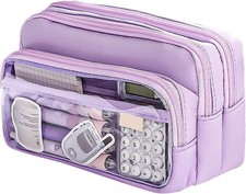 FOSDICK Large Pencil Case Big Capacity, Pencilcase School Aesthetic Big, Purple