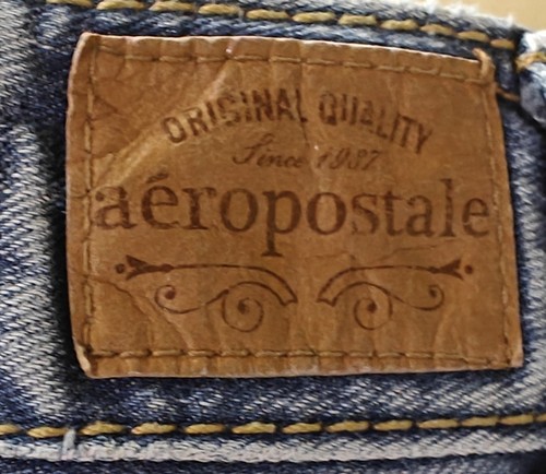 Jeans Aeropostale Hailey ajustados acampanados para mujer talla 9/10 cortos azules denim - Imagen 6 de 6