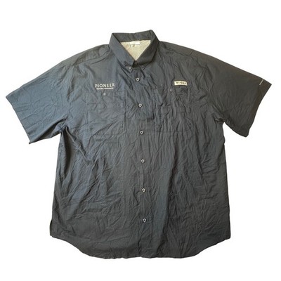 Columbia Fishing Shirt Mens XXL Navy PFG Tamiami Pioneer Natural Resources Logo
