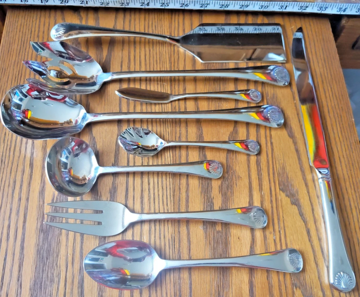 Reed & Barton BAYVIEW SHELL 9 SERVING PIECES Glossy Flatware 18/10 STAINLESS
