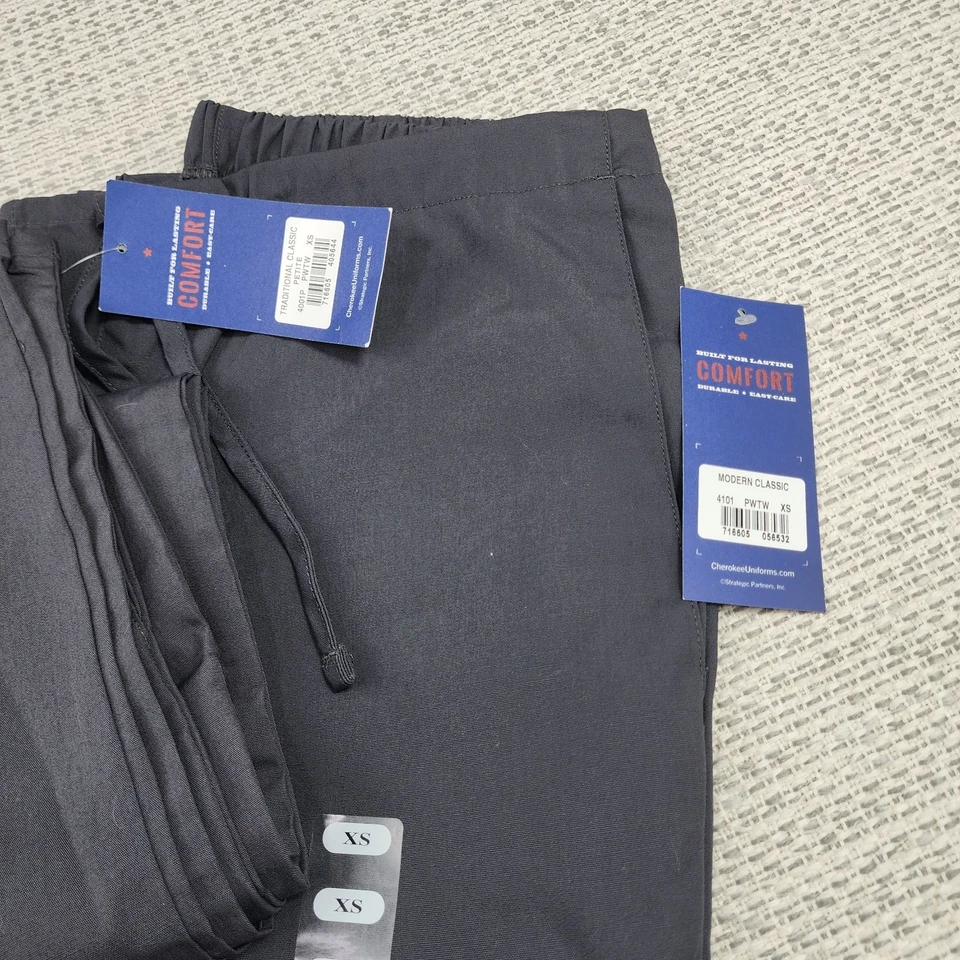 NWT Cherokee Workwear Modern Classic Scrub Pants XS Gray 3 Pair - Image 3 of 4