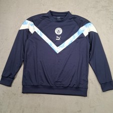Manchester City Puma Sweatshirt Mens Large Navy Training Top Crewneck Drill