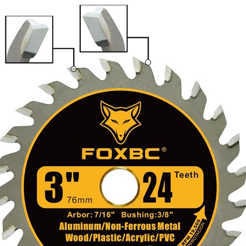 FOXBC 3 Inch Carbide Circular Saw Blade 24 Tooth, 36 Tooth for Wood, Yellow - 第 4/5 張圖片