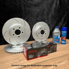 Dimpled Grooved Front & Rear Brake Discs Brembo Pads for VW Golf MK5 GT TDI