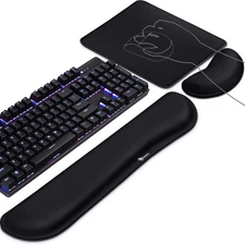 Gimars 3Pcs Memory Foam Keyboard Wrist Rest, Mouse Pad Wrist Support for Easy...