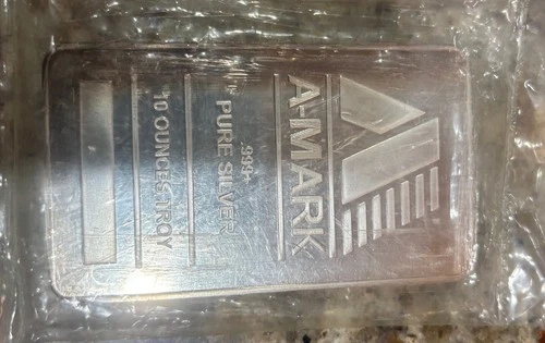 A-MARK Silver Bullion bar .999+ PURE   10 Ounces Troy Original package