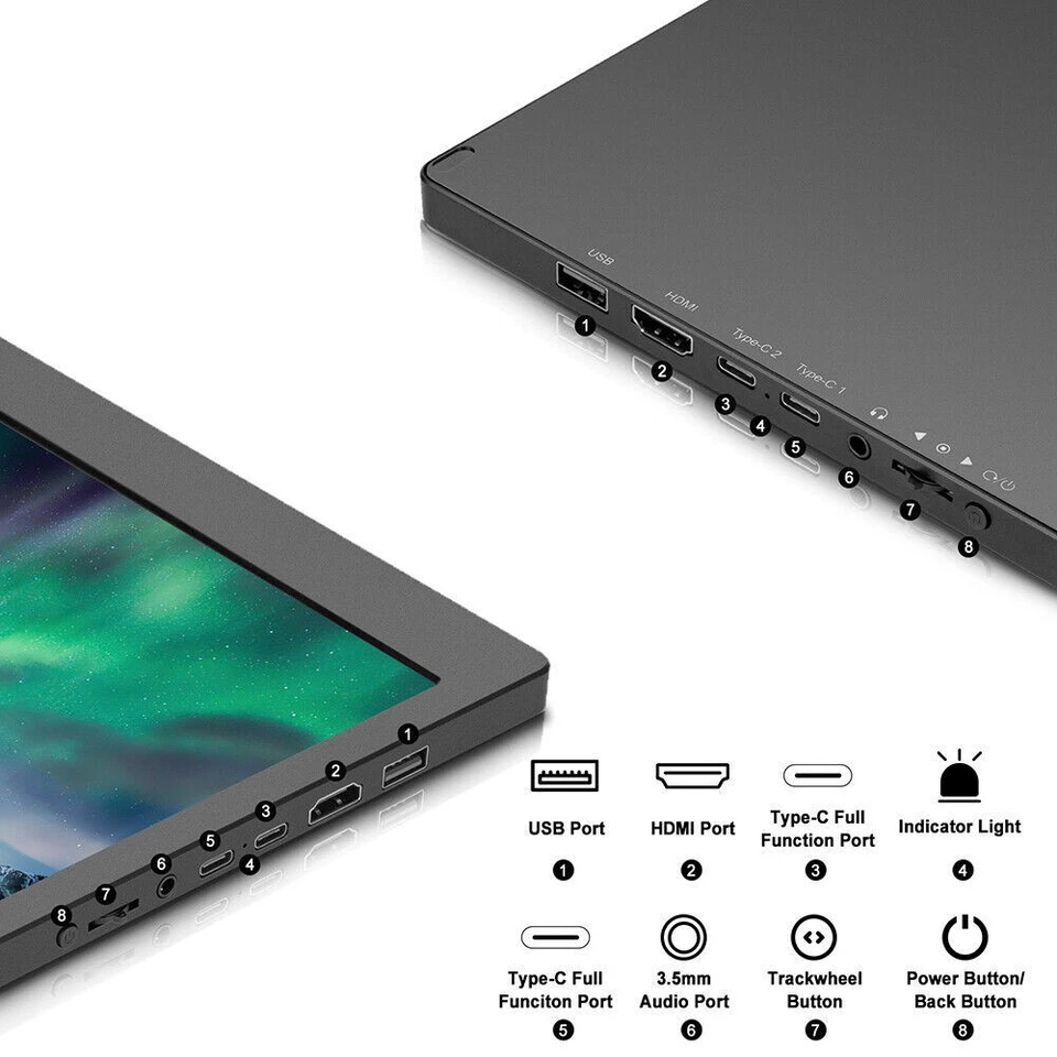 11.6 inch Portable Dual Triple Monitor Screen Extender For 13-17.3 inch Laptop - Bild 3 von 4