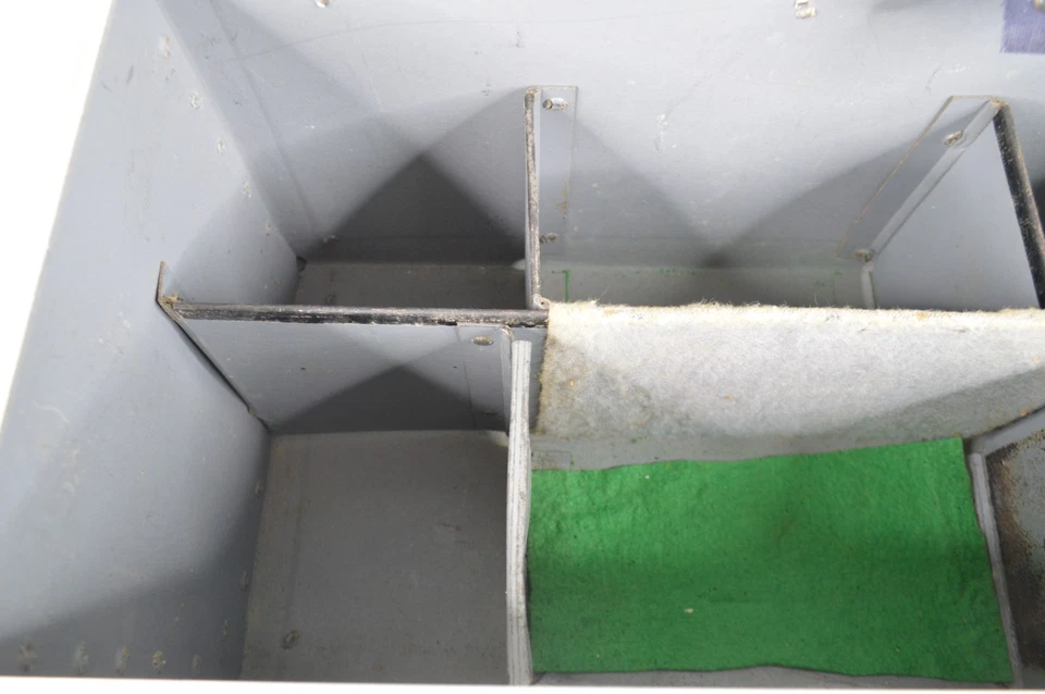 Vintage Storage Box Case w/ 6 Compartments Two Latches Originally Gray 19x12x9" - Image 4 of 4