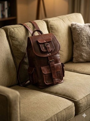 New Goat Leather Bag Backpack Genuine Laptop Vintage Men S Messenger