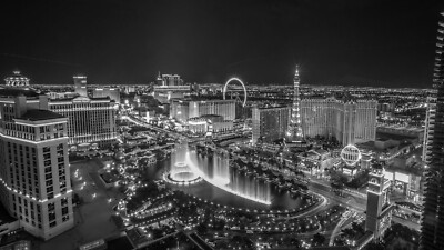 Las Vegas Nacht Stadtbild Bild Stoff Poster Wandbild Aufkleber selbstklebend 
