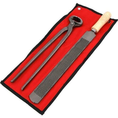 Farrier's Horse 2pcs Trimming Kit High Quality Rasp & Hoof Cutter Nipper + Case