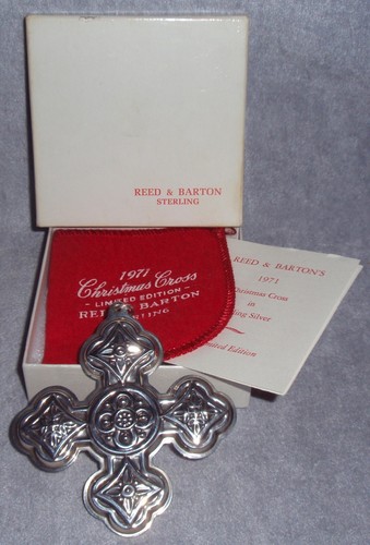 MIB 1971 Reed Barton 1st Annual Sterling Silver Christmas Cross Ornament Pendant - Picture 2 of 3