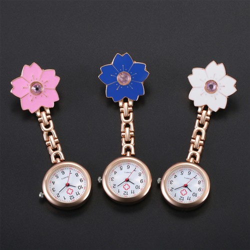 Flower CZ Nurse Doctor Watch Clip-on Lapel Hanging Brooch Fob Quartz Watch Gift - Picture 21 of 21