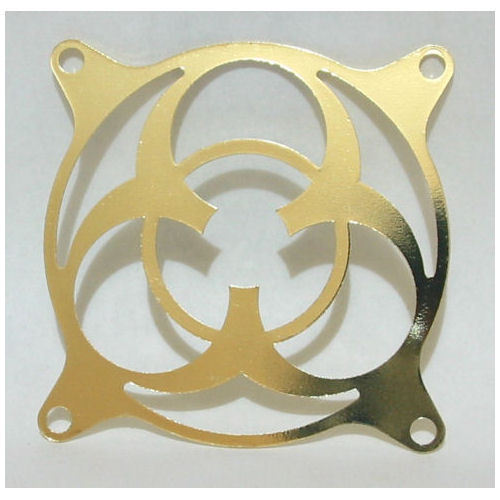 80mm Biohazard  Laser Cut Steel Fan Grill (Gold) - Picture 1 of 1