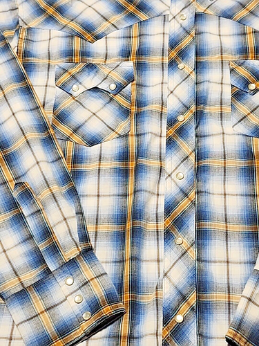 Wrangler Western Wear 2XL Plaid Pearl Snap Long Sleeve Button Sawtooth Shirt - Picture 2 of 15