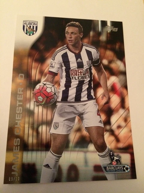 2015-16 Topps Premier Soccer Gold 5x7 James Chester 139 West Bromwich #'d /10