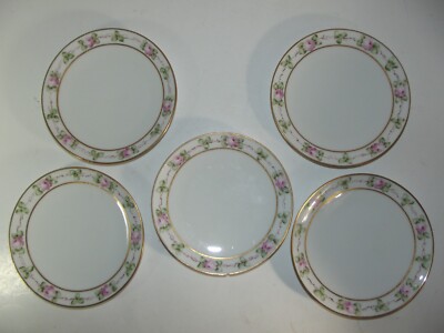 J & C Bavaria Peerless 6'' Saucers lot5 1chipped vtg white pink roses green gold