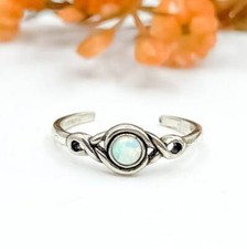 White Opal Toe Ring 925 Sterling Silver Twist Toe Ring Midi Ring