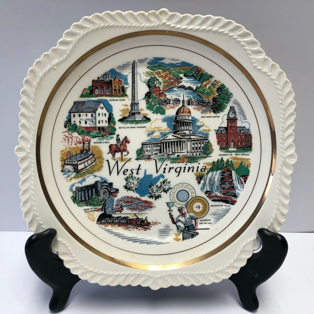Vintage West Virginia Souvenir Collector Plate Gold Edging eBay