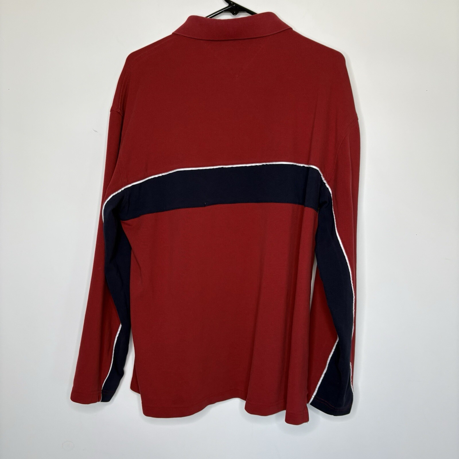VTG 2000s Tommy Hilfiger Rugby Polo Shirt Men’s XXL Fits XL Red Blue Striped thumbnail 3