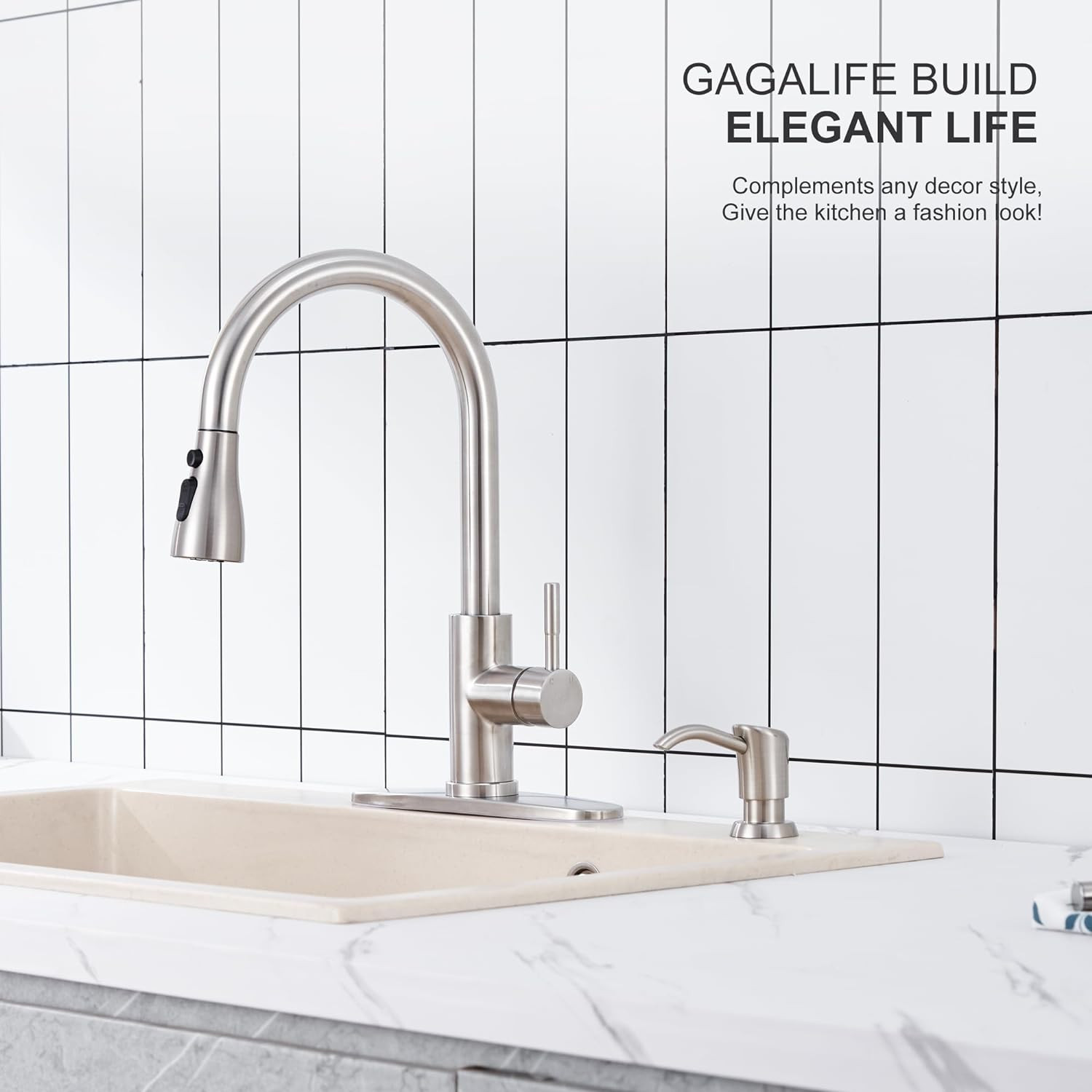 GAGALIFE Built in Sink Soap Dispenser or Lotion Dispenser for Kitchen Sink, Brus