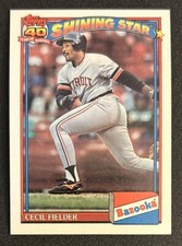 1991 Topps Bazooka Shining Star Cecil Fielder Baseball Card 8 Tigers 1B VGEX O/C