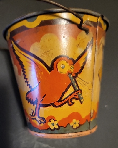 Happynak Tin Lithograph Sand Pail - Vintage 1940's - Made in England - Picture 6 of 9
