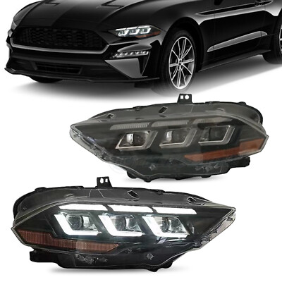 LED Head Lights LH+RH For Ford Mustang 2018-2023 Start UP Animation Front Lamps