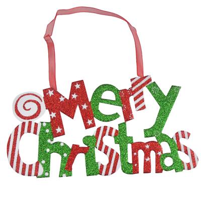Davies Products Frohe Weihnachten Hängeschild Dekoration Rot Weiß Grün Glitzer