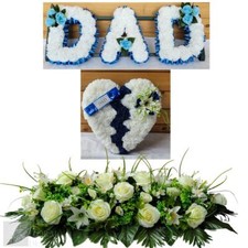 Funeral Flowers DAD BROKEN HEART 2FT CASKET SPRAY Artificial Tribute Package