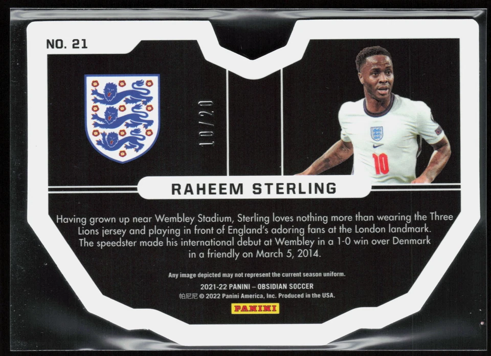 2022 Panini Obsidian #d/20 #21 Raheem Sterling Die-Cut Vitreous - Image 2 of 2