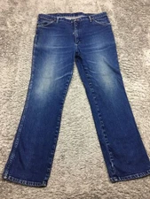 Wrangler Men Jeans 38x30 Blue 947STR Cowboy Cut Bootcut Logo Cotton Spandex