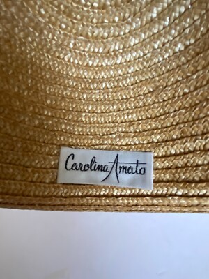 Carolina Amato Straw Hat One Size Vintage Carolina Amato Straw Hat Round Wide Brim Spring  main image 4