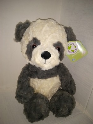 10'' Spark Create Imagine Dark Gray & White Panda Rattle Plush Toy - New