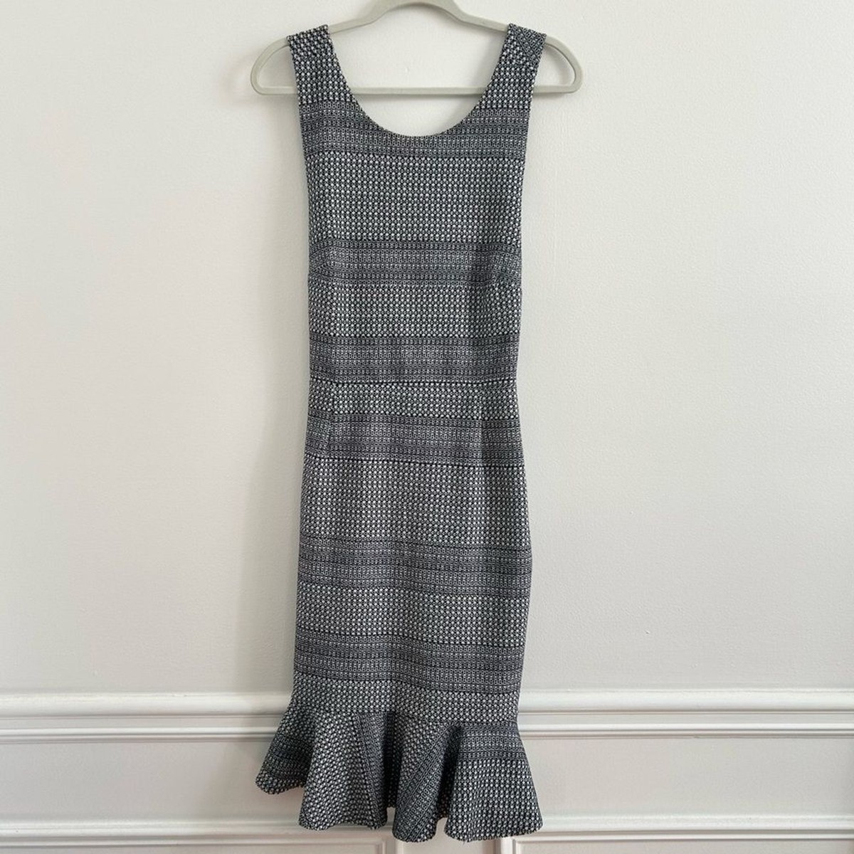 NWT Banana Republic Ponte Knit Cross Back Flounce Hem Sheath Dress in Navy  sz 10 | eBay