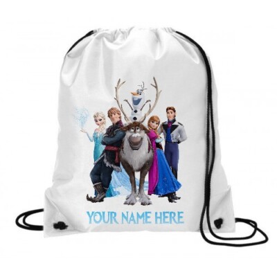 frozen, personalised drawstring gym/PE/swim bag /backpack UK