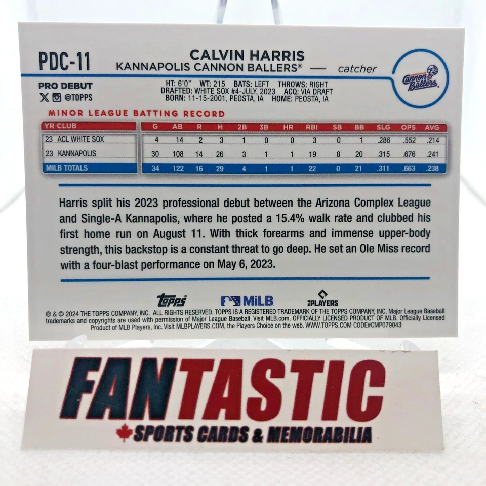 PDC-11 Calvin Harris Kannapolis Cannon Ball XFRACTOR Chrome 2024 Topps Pro Debut - Image 2 of 2