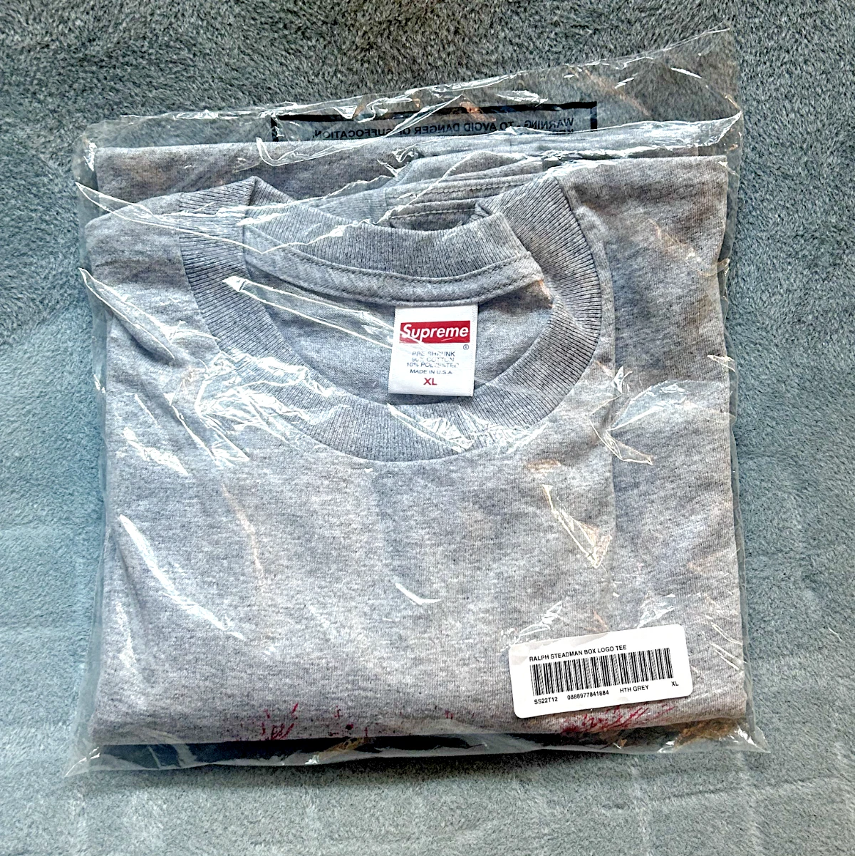 T shirt homme SUPREME taille XL couleur gris/rouge 100% coton NEUF
