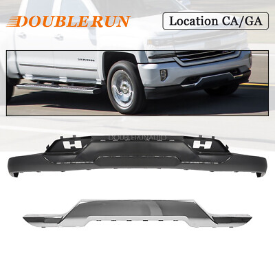 Front Bumper Valance + Chrome Skid Plate For Silverado 1500 2016
