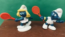 1978 Smurf & 1981 SMURFETTE TENNIS Figure Schleich Peyo