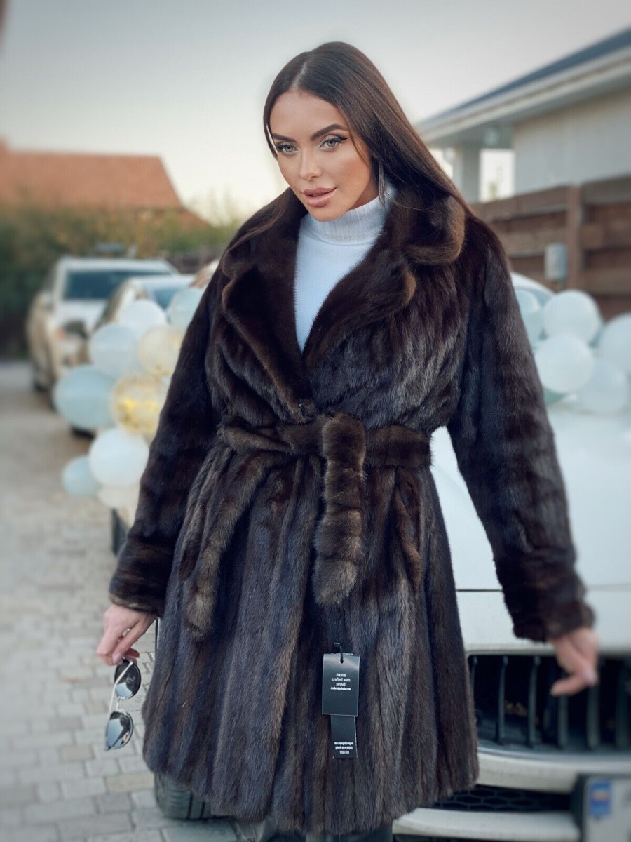 Luxury Womens Real Mink Fur jacket coat 1109746 Long genuine fur